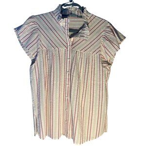 Anthropologie Atelier Rêve Pink and Beige Striped Top Women's Size 40